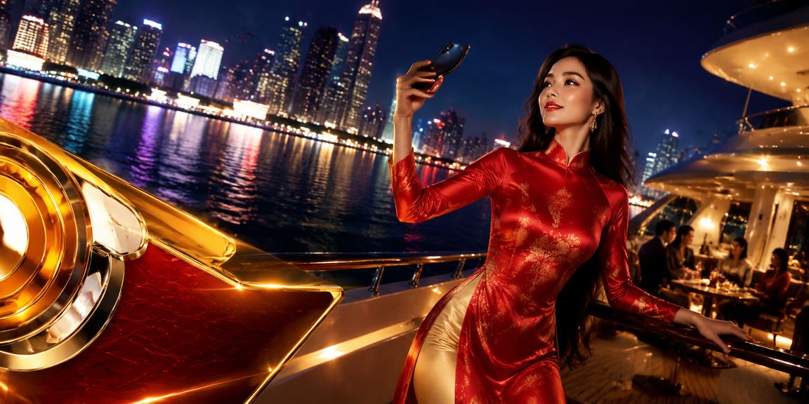 Thành viên nhận bonus nạp tiền tại 13vin với trang phục áo dài tại Quy Nhơn