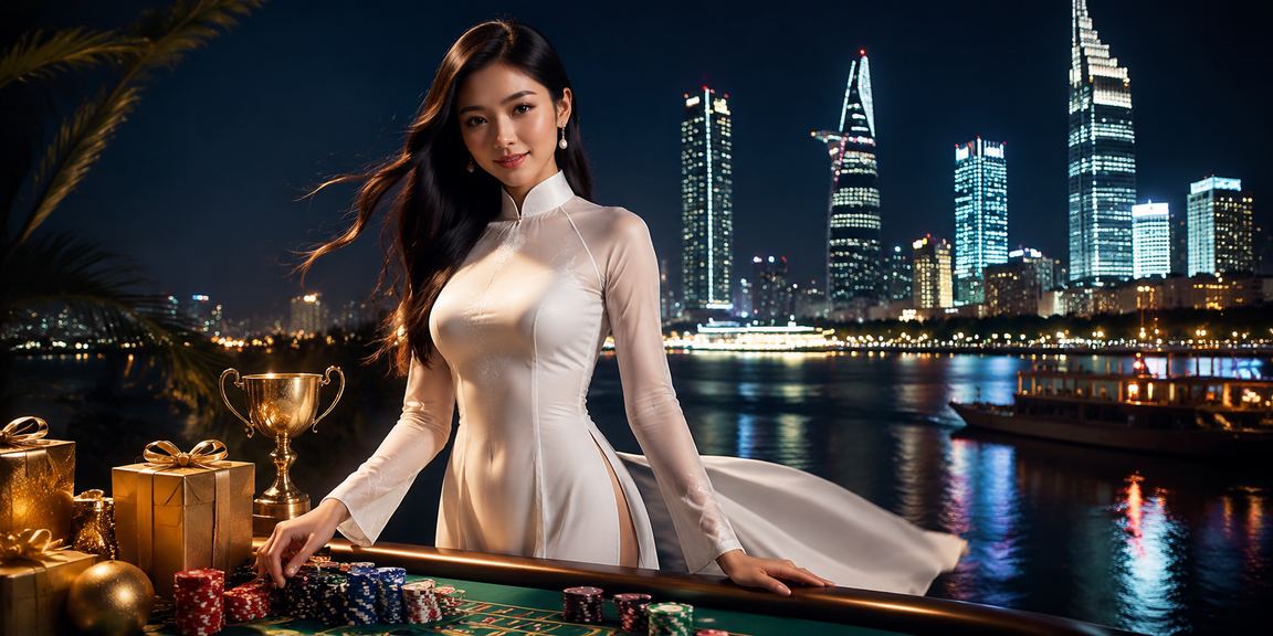 Người dùng Sài Gòn mặc áo dài tra cứu voucher ưu đãi cá cược thể thao trên điện thoại